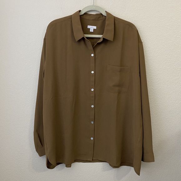 J. Jill Tops - J.Jill Blouse Top Womens Size XL Button Front Brown FLAWED